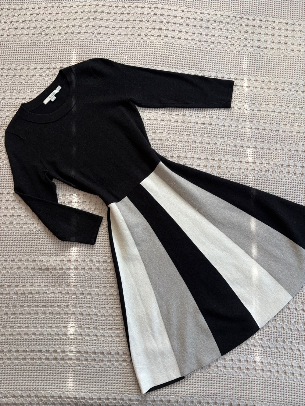 Boden Black, White & Gray Colorblock Midi Dress